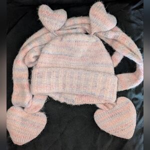 Cozy Pink Heart Kids Scarf and Hat Set